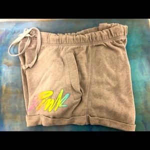 PINK  Grey jersey shorts, rolled cuff, size XS